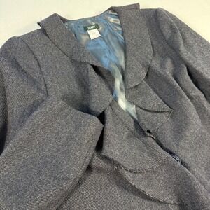 J. Crew wool Ruffle‎ Collar Blazer Jacket Women Size 4 Gray career office